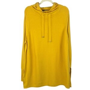 Cynthia Rowley Active Cotton Blend Mustard Textured Long Sleeve 3X Hooded Top